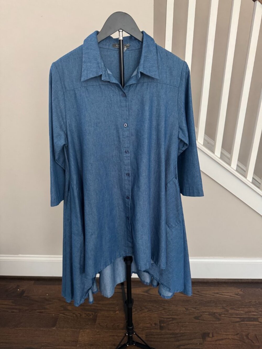 Garcia Hi-Low Denim Dress with Side Pockets Size Medium